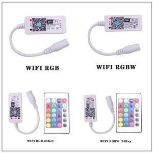 와이파이 LED RGB 컨트롤러 iOS 안드로이드 앱 24 키 IR 리모컨 3528 5050 스트립용 DC 5V