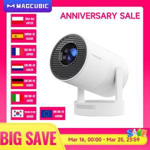 Magcubic 전자 초점 HY300 스피커가있는 휴대용 4K 프로젝터 야외 영화 Android11 BT5.4 캠핑