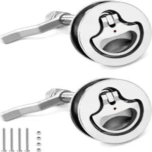 QWORK 보트 캠 래치 2팩 마린 316 스테인리스 스틸 해양 바닥 버클 해치 플러시 턴 트 핸들 잠금 장치