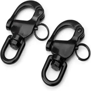 YUSOVE 블랙 스냅 섀클 316 스테인리스 스틸 스위블 고강도 퀵 릴리스 세일링 리깅 섀클용 후크 2팩