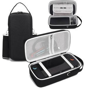 [미국배송] 닌텐도 스위치 2용 드론사이드 여행용 휴대용 케이스 2 콘솔 AC 충전기 어댑터 및 도크 액세서리를 위한 탈착식 스트랩 장착이 가능한 대용량 하드 쉘 보호 케이스