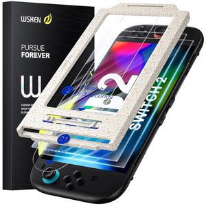 [미국배송] 닌텐도 스위치 2용 WSKEN 화면 보호기 - 자동 먼지 제거 기능이 있는 깨짐 방지 강화 유리 제로 버블 정렬 기능 2(2025) 액세서리용 긁힘 유리 필름 2 PCS