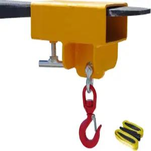 가이아오토 지게차 팅 후크 부착물 2200파운드 용량의 단일 이동식 크레인 회전 및 대형 T스크류 포크 장치