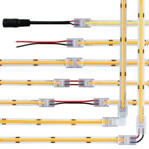 5pcs 8mm 10mm 2pin COB LED 스트립 커넥터 연장 와이어 터미널 LED 커넥터 2835 5050 SMD COB 테이프 조명