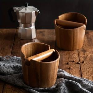 가용 아카시아 나무 노크 박스 이동식 커피 찌꺼기 통 탈착식 바 에스프레소 카페 및 가정용 (커피 바 액세서리)