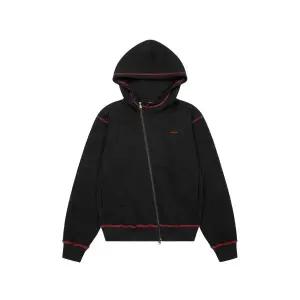 매장정품 AAKAM Oblique Zippered Cotton Zip-Up (Black)