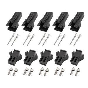 10 세트 JST SM 2 핀 커넥터 2.54mm 피치 Male 하우징 터미널 압착 와이어