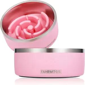 FAHRMOSIS 32온스 도그 볼 슬로우 피더 및 베이스 스테인리스강 애완동물 삽입 물그릇 고무 퍼즐 비슬립