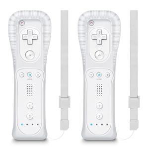 MOLICUI Wii 리모컨, 손목 스트랩과 실리콘 케이스가 포함된 컨트롤러 2팩, 흰색