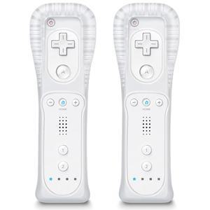 실리콘 케이스와 손목 스트랩이 있는 MINSWC Wii 컨트롤러 2 팩, 닌텐도 Wii와 원격 호환 - 흰색