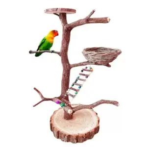 나무 횃대 앵무새 폴대 타워 스탠드 포치 버드 둥지 사다리 랙 85cm