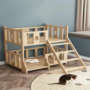 반려견 하우스 침대 이층 강아지집 집 이내 강아지이층침대 쇼파 펫 우드 애견하우스 벙커