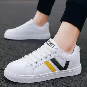 남자 화이트 아웃솔 배색 포인트 끈 스니커즈화 단화 남성스니커즈 남성단화 남성운동화