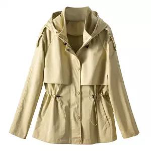 EAMT 캐주얼 여자 봄가을 큰 점퍼 숏트렌치코트 야구 후드 EUNG1