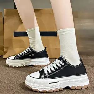 쿨샵 여성 통굽 캐주얼스니커즈 키높이 캔버스 슈즈 여뮬블로퍼 뮬운동화 스니커즈뮬