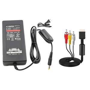 [미국배송] 소니 플레이스테이션 2용 전원 공급 AC 충전기 어댑터 코드 및 AV 케이블 PS2 슬림 A /C 70000 9000 SCPH-70000 게임 콘솔 교체용 벽 여행용 비디오 오디오 세트 키트