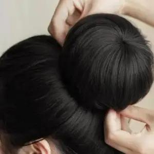 똥머리 풍성한 헤어망 가발 여성 내추럴 블랙 면접머리