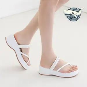 여름 두꺼운 밑창 슬리퍼 세련된 진주 장식 쪼리 통굽슬리퍼 사무실슬리퍼 키높이슬리퍼