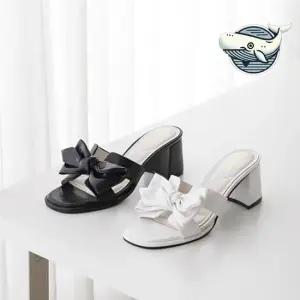 여름 리본 미들굽 슬리퍼 캐주얼 슈즈 세련된 쪼리 통굽슬리퍼 사무실슬리퍼