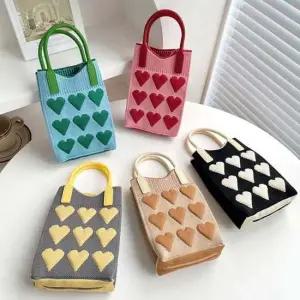 여자 패션 니트 핸드폰 소지품 미니스퀘어백 크로스백