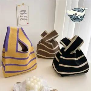 세련된 스트라이프 미니 토트백 다양한 색상 여성토드백 여성토트백 피크닉가방 탑핸들백