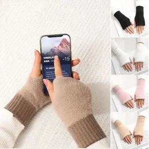 [하프클럽/]반장갑 사무용 겨울 열손니트장갑