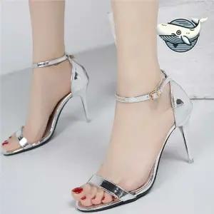 멋스러운 발목 스트랩 힐 포인트 투명 에나멜 오픈토슈즈 토오픈슈즈 토오픈구두
