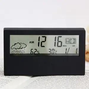 [Deco] 블랙 탁상시계 전자 온습도계 무소음