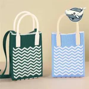 다용도 크로스백 세련된 니트 패턴 컬러 조화 여성토드백 여성토트백 피크닉가방