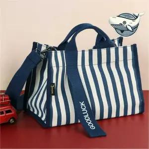 스트라이프 패턴 멀티 토트백 캐주얼 스타일 여성토드백 여성토트백 피크닉가방 탑핸들백