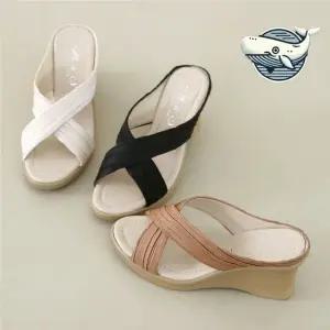 여름 필수 아이템 로우 웨지힐 여성 슬리퍼 여성슬리퍼 여름슬리퍼 발편한슬리퍼