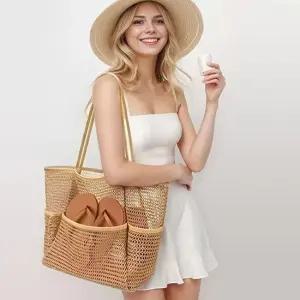 여름 4포켓 튼튼한 망사가방 메쉬가방 숄더백 비치백 여름가방 수영장가방 망사가방