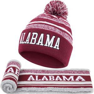 남성용 겨울 축구 비니 모자 스카프 워머 세트, 폼폼 니트 넥