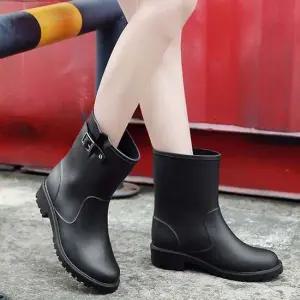 여자 미니멀 깔끔 장화 우비 슈즈 학생 스트릿 코디