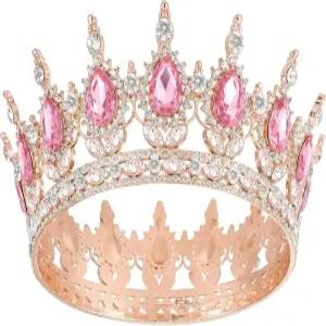 여성용 암즈발루 크라운 프린세스 퀸 케이크 토퍼 코로나 파라 파스텔 왕실 생일 웨딩 장식용 라인스톤이