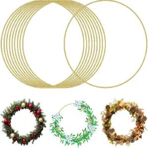 10팩 메탈 플로럴 후프 공예용 10인치 골드 DIY 웨딩 장식용 매끄러운 화환 마크라메 반지 드림캐처
