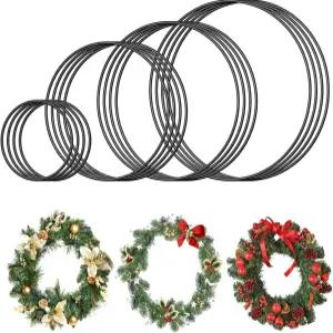 위안안 16팩 드림 캐처 링 메탈 크래프트 후프 블랙 대형 플로럴 원형 화환 DIY 홈 웨딩 장식 및 벽걸이