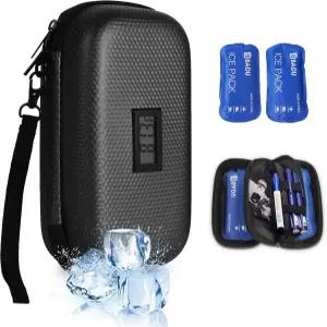 JTaoTec 쿨러 여행 케이스 TSA 승인 온도 디스플레이 스 팩 2개 냉장 품 가방 블랙 여행용
