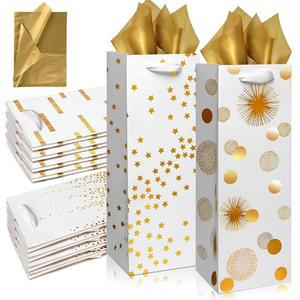 카네이션 와인 가방 - 특별한 날을 위한 12팩 골드 포일 선물 가방(14인치 골드)