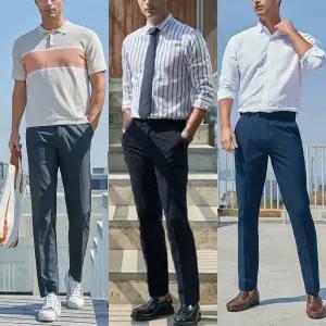 [엠필]남성 여름 쿨 에어메쉬 스판히든밴딩정장바지(30-38사이즈)블랙,그레이,네이비 3종세트