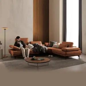 [다우닝] 클라임 4인 코너 리프트업 전체 통가죽 소파