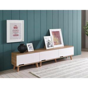 [자르파라]높이조절 라운드 심플 1800 거실 수납장 세트 (5색) 서랍장 벽걸이TV 유럽풍 폭좁은