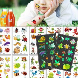 KC곤충 어린이 타투스티커 무당벌레 잠자리 벌 야광 헤나 문신 놀이수업 재료  판박이 어린이집 유치원 학교 야외체험 캠핑 휴가 가성비