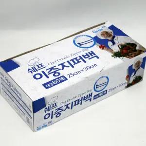 쉐프 이중 지퍼백 대형 80매25X30 cm