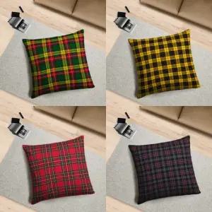시니컬 옐로우 블루 타탄체크 패턴 침대헤드 방석 대 쿠션커버 60x60 43type