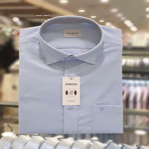 [예작] 블루 스냅버튼 사방스판 링클프리 일반핏셔츠  YJ4 SBR 104 BL