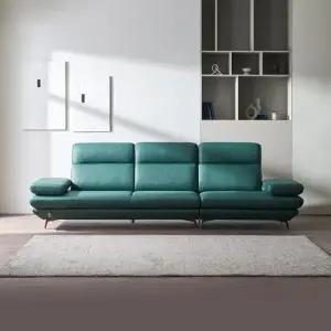 플랫 베이직 4인 콤팩트 전체 천연가죽 소파