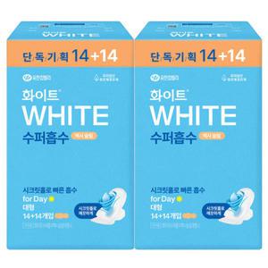 화이트 수퍼흡수 맥시슬림 대형 날개형 28개입 2팩 (총56개)