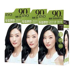려 두피편한 검은콩 염색 3.0 소프트블랙 120g 3개 / 새치머리용 염색약