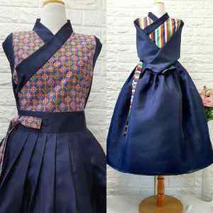 전통무늬 철릭 원피스2종(미니 단층,한글 색동)44-88사이즈 생활한복 단체개량 빅사이즈